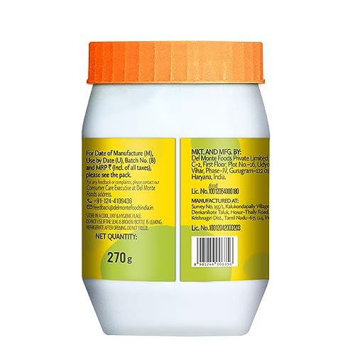 Image of Del Monte Eggless Mayo, 270g | veg Mayonnaise | 100% Vegetarian | Cremy and Delicious | Rich and Thick Mayonnaise |Made by Chef Loved by all | Spread and Dip (Pack of 3)