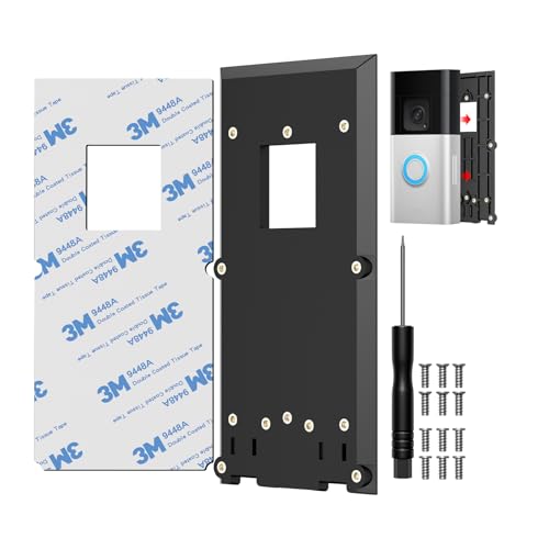 Adhesive Doorbell Bracket Compatible with Ring Video Doorbell 2nd/3/3 Plus/4/ Puls/ Pro No-Drill Ring Video Doorbell Mount Strong 3M Mounting Plate Holder Accessories for Houses & Apartments
