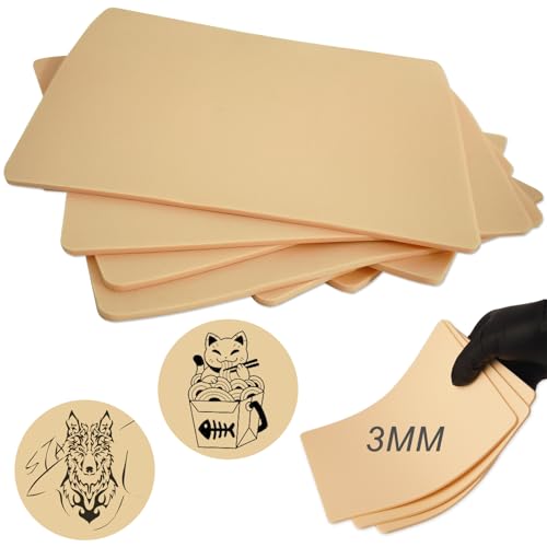 Emalla 3MM Fake Skin Tattoo - 8Pcs Premium Silicone Practice Skin for Tattoo Training 7.48