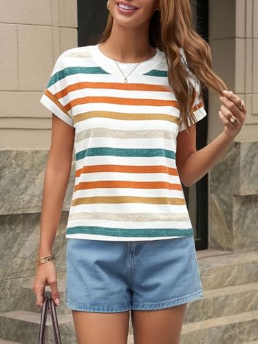 Image of UNCLECAT Womens Crop Tops Loose Fit Cap Short Sleeve Summer Tee