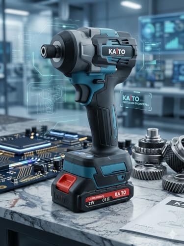 Image of KAITO 21V Brushless Impact Driver Kit | 1 /4 inch Hex, 3800 RPM, High Torque Cordless Screwdriver | 2 Li-Ion Batteries + Charger | Heavy Duty for Wood, Metal & Construction Work