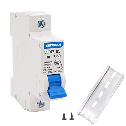 Smseace Miniature Circuit Breaker Low Voltage Ac 50A 230/400V 1 Pole Din Rail Installation Dz47-63 C50 #TOP6