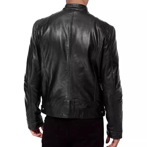 Chaqueta bomber negra de cuero sintético para hombre miniatura 4