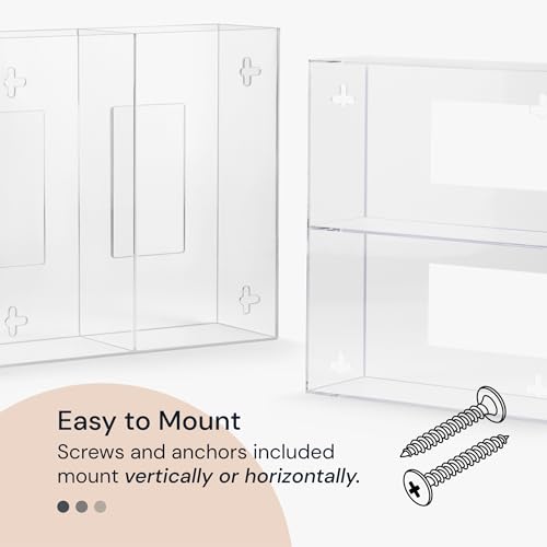 wall-mount acrylic glove box organizer - 10 x 1095 x 35 in - clear - double - side-load glove dispenser amp tissue box cover