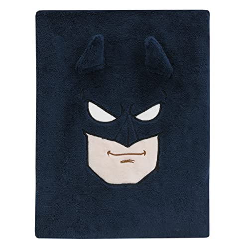 Image of NoJo Warner Brothers Batman The Caped Crusader Navy, Gray and Yellow Batman Character Shaped Blanket