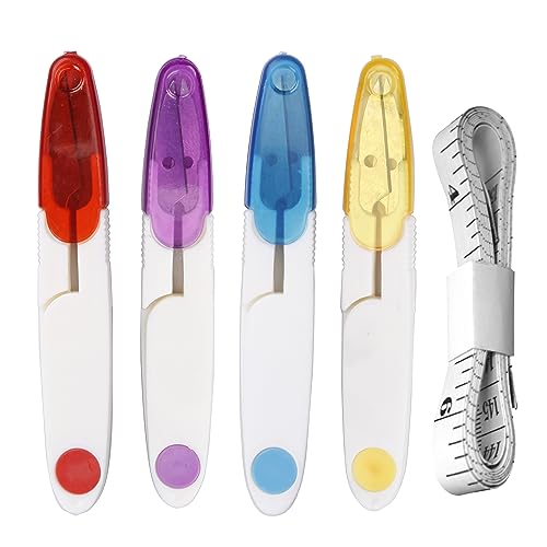 Sewing Snippers,4 PCS Sewing Thread Cutters U Shape Thread Snips with Plastic Safety Cover Cross Handle Cutters Stitch Scissors Unpicker for Tailor Embroidery Needlework Craft DIY