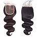 4x4 Lace Closure Human Hair Body Wave Transparent Lace Closure Free Part 100% Unprocessed Brazilian Human Hair Closure 150% Density Pre Plucked With Baby Hair Natural Black Color 10Inch