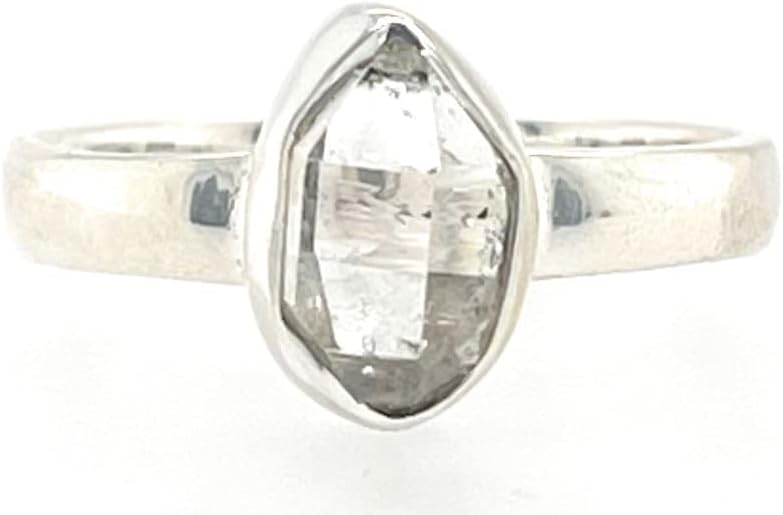 Natural Herkimer Diamond 925 Solid Sterling Silver Ring Size 6