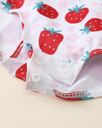 Image of Toddler Girl Swimsuit Baby Girl Bathing Suit Long Sleeve Floral Zipper One-Piece Rash Guard Swimsuit with Hat