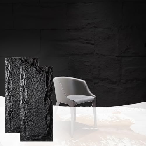 4 Paneles de Pared de Piedra Artificial de 47,2 x 23,6 Pulgadas, Ligeros, de Roca Artificial, para decoración de Interiores (4 Unidades, Color Negro)