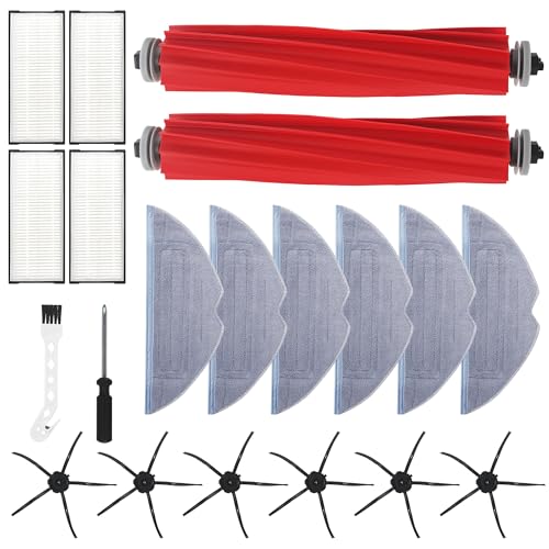 DUBUOZA 20-teiliges Zubehörset für Roborock S7/T7 (MXX015) – 2 Gummihauptbürsten, 6 Seitenbürsten, 4 waschbare HEPA-Filter