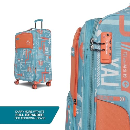 Image of uppercase JFK Plus 10100EST1TBL Large Check-in Eco Soft Trolley Bag, Dust Resistant Luggage Made of Sustainable Material, 8 Wheel Trolley Bag with TSA Lock,Travel Suitcase for Men & Women (Teal Blue)