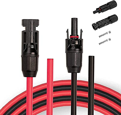 10 FT 10 AWG Solar Extension Cable with Female and Male Plugs for Solar Panels 5 feet red+5feet black … Cover