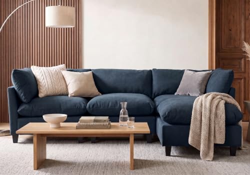 Iroomy Modular Sectional Sofa, Oversized Chenille Cloud Couch, Deep Comfy Seat, 4-Seater Sofas Couches for Living Room, Dark Blue