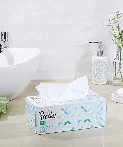 Image of Amazon Brand - Presto! 2 Ply Facial Tissue Carton Box - 200 Pulls (Pack of 6) & Amazon Brand - Presto! Dishwash Gel - 5 L (Lemon)