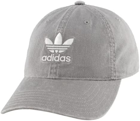 adidas Originals Men's Relaxed Fit Strapback Hat, Stone Grey/White, One Size