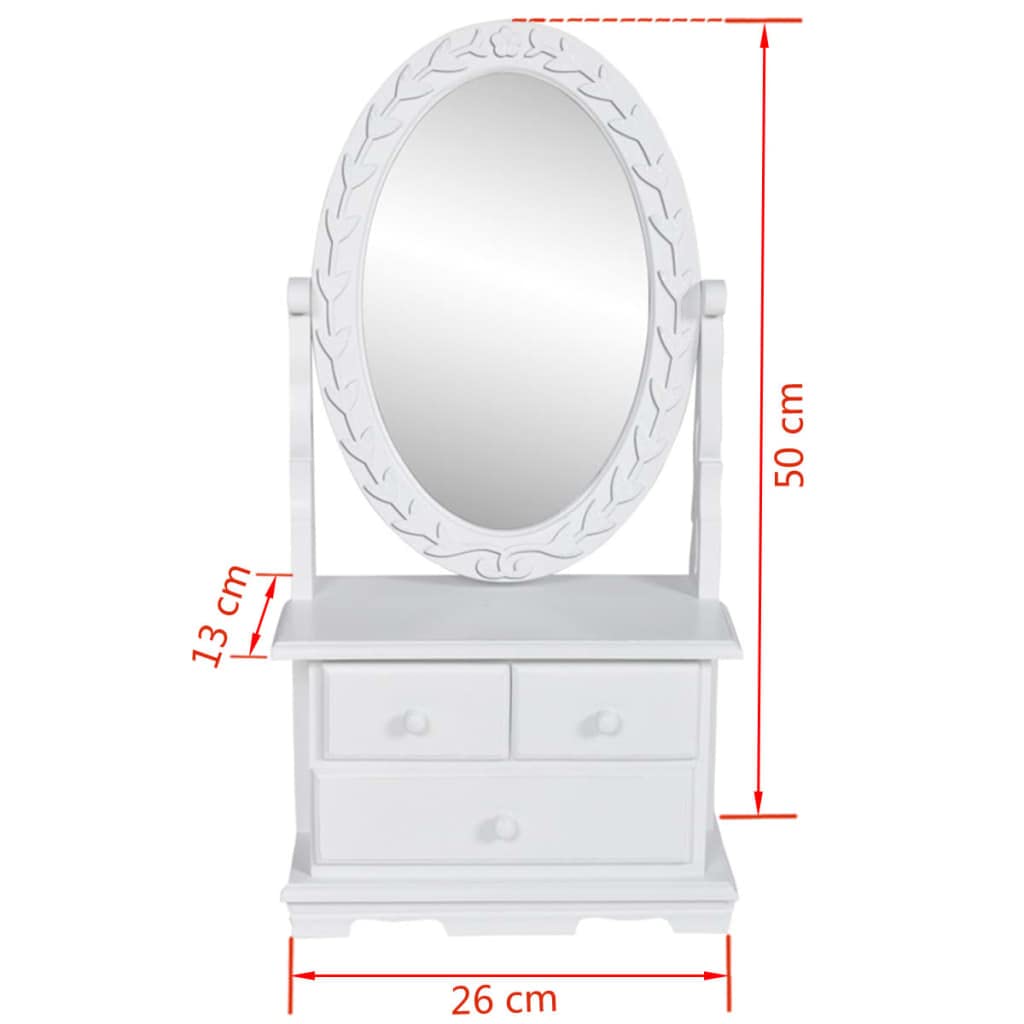 vidaXL Toletta con Specchio Oscillante Ovale in MDF Tavolo da Trucco Consolle
