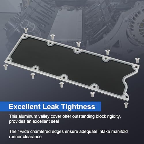 Image of LS Gen 3 Valley Pan Cover Plate Low Profile with Gasket and Seals Compatible with LSX LS1 LM7 LR4 LQ4 LS6 L59 LQ9 LM4 L33 (Black)