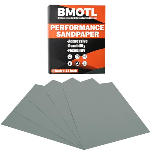 BMOTL 2000 Grit Sandpaper Sheets 9x1112Pcs Wet Dry Silicon Carbide Ultra Fine High Grit Sand Paper for Wood Furniture Finishing Automotive Polishing Metal Sanding