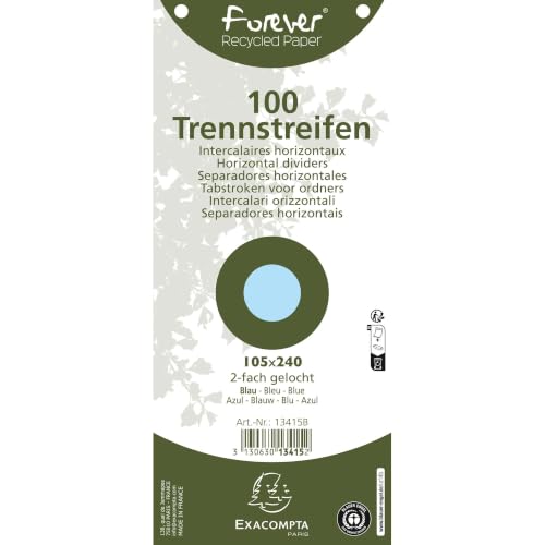 Exacompta 13415B 100er Pack Karton-Trennstreifen. 10,5 x 24 cm blau. Für eine übersichtliche Anblage Ihrer Dokumente. Trennlaschen… – Ansicht 5