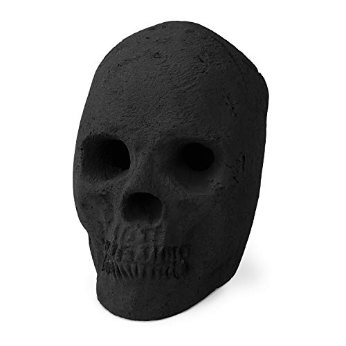 Hollow Ceramic Skull for Indoor and Outdoor Fire Pits and Fireplaces | Single Fireproof Ceramic Skull | 6 Inches, Black Color