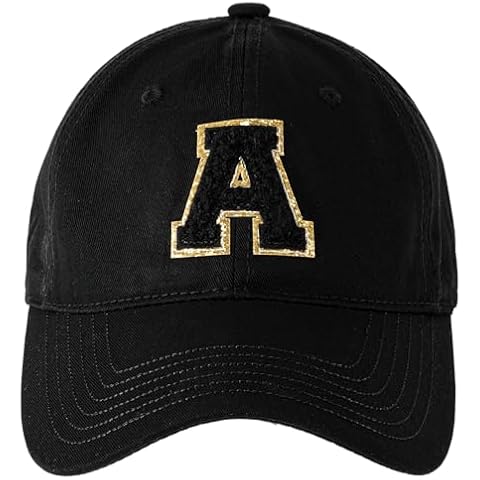 MEINICY Personalized Initial.s Baseball Cap, Birthday Gifts for Women, Teen Girls, Teachers, Unstructured, Cotton, Adjustable A Black Cover