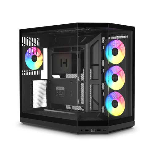 Image of HYTE Y50 RGB Essential Aesthetic Gaming PC Case - 4 Included aRGB Fans (1x 120mm + 1x 360mm Reverse) - Dual Chamber ATX Desktop Chassis - Rear Connect Motherboard Compatible - Pitch Black