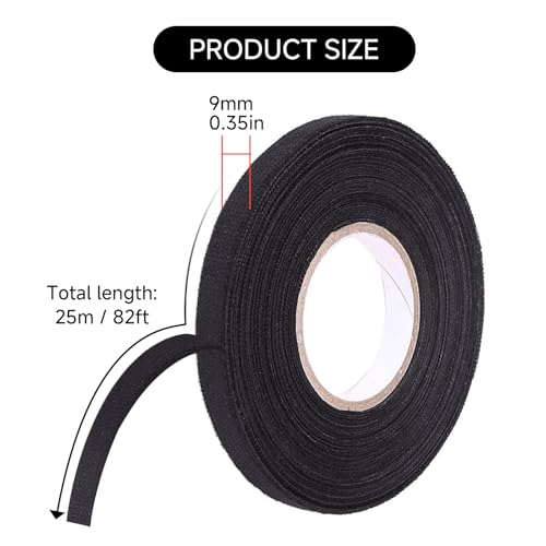 Image of High Temp Automotive Tape, Polyester Heat Cloth Wiring Harness Tape, Multipurpose Automotive Wiring Harness Tape for Car Wiring Harness Wrapping, 9mmx15m, Black