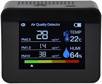 Zerodis AirQualityMonitor, Actual Time ColorScreen House Saving Formaldehyde Detector USBCharging for HCHOPM2.5 for CO2TVOC for PM1.0PM10 Black