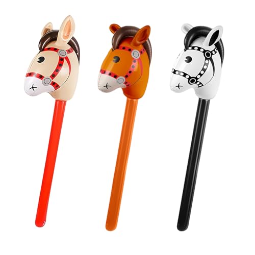 3Pcs Inflatable Horse Stick Inflatable Hobby Horse Set 21x95cmaged 15 +