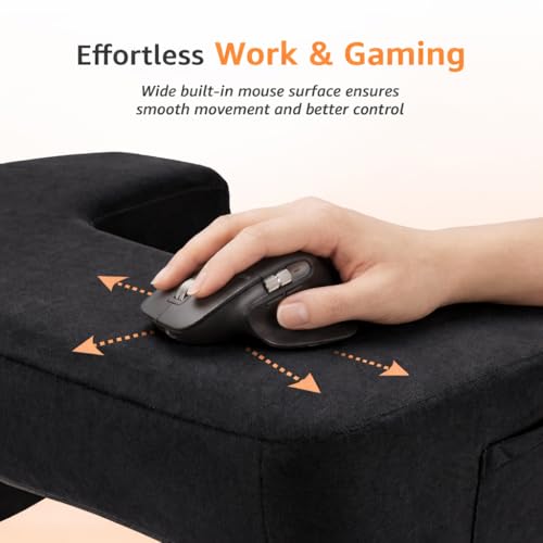 Image of Amazon Basics Memory Foam Lapdesk for Laptop, Ergonomic Laptop Table Pillow for Bed, Wrist Support & Side Pocket, Portable Lap Desk for Work from Home, Study & Travel - Black