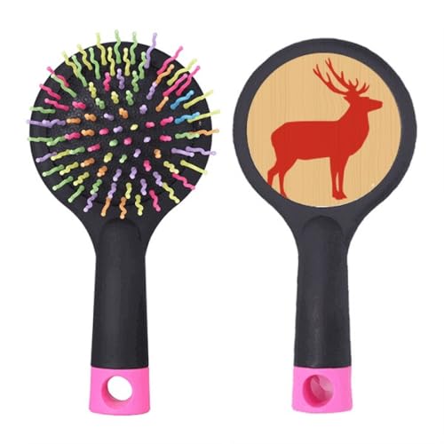 Brosse à cheveux démêlante en bois rouge avec motif cerf pour un coiffage quotidien
