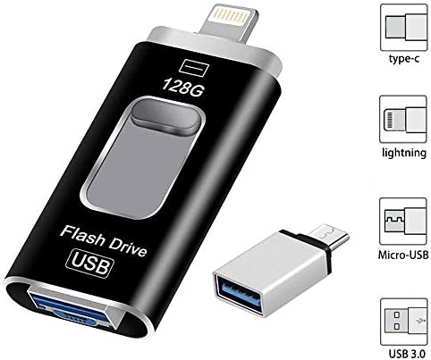 USB Flash Drive for iPhone, Hterepi 3.0 USB Memory Stick 128GB Jump Drive Thumb Drive Photo Stick for iPhone, Type c, Android, PC