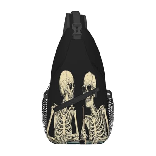 Image of SUPLUCHOM Sling Bag Funny Skeleton Hiking Daypack Crossbody Shoulder Backpack Travel Chest Pack for Men Women