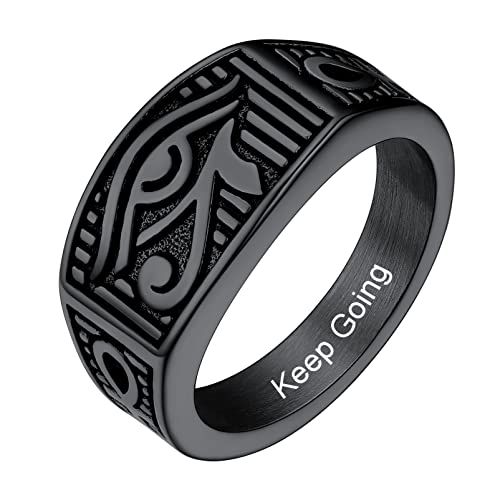 PROSTEEL Eye of Horus Rings Black Ankh Ring Size 10