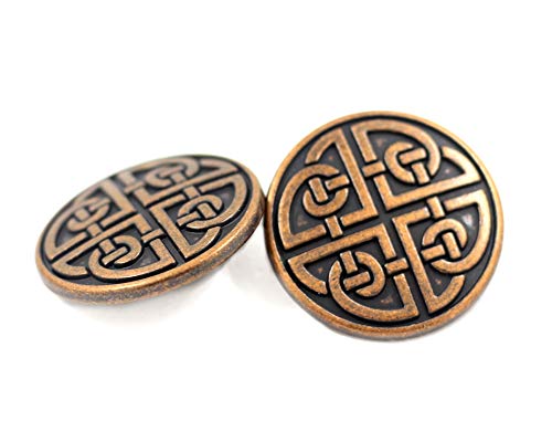 Bezelry 10 Pieces Celtic Shield Knot Metal Shank Buttons. 25Mm (1 Inch) (Antique Copper) #TOP3