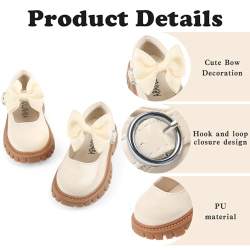 Image of Wulubaba Toddler Girl Dress Shoes Bow Black Dress School Shoes Princess Mary Jane for Toddler /Little Girl