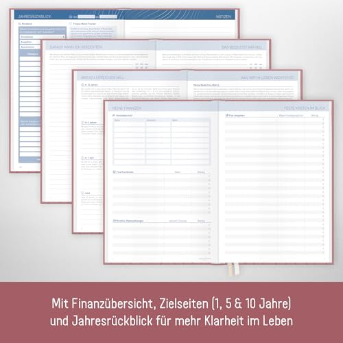 paper&you® Finanzplaner A5+ für 1 Jahr - Haushaltsbuch & Budget Planner mit 12 Monatsübersichten, Einnahmen-Ausgaben Tracker für 53 Wochen Fine Flowers rosé - nachhaltig & klimafreundlich