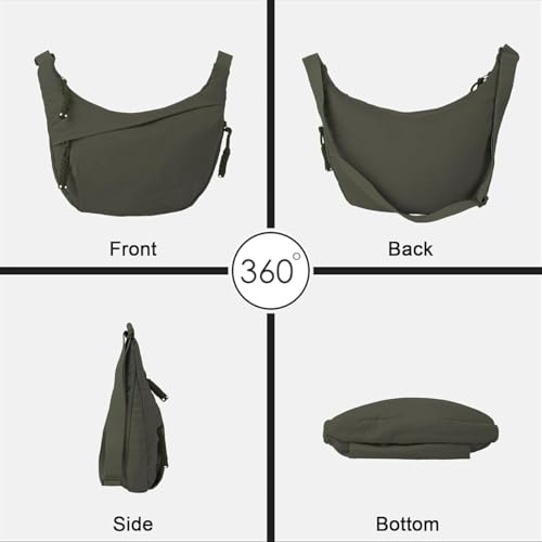 Image of Stvin Crossbody Travel Sling Bags for Women and Men, Crescent Shoulder Purse Bag with Zipper & Adjustable Strap, Half - Moon Shaped Waist Bag, Unisex Chest Bag - Nylon Fabric