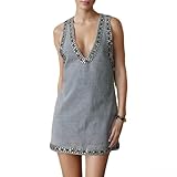 ★Design Chic : Robe en jean pour femmes sexy avec des strass scintillants ornant l'encolure, les poignets et l'ourlet, brillant sous les lumières pour vous faire remarquer de la foule.