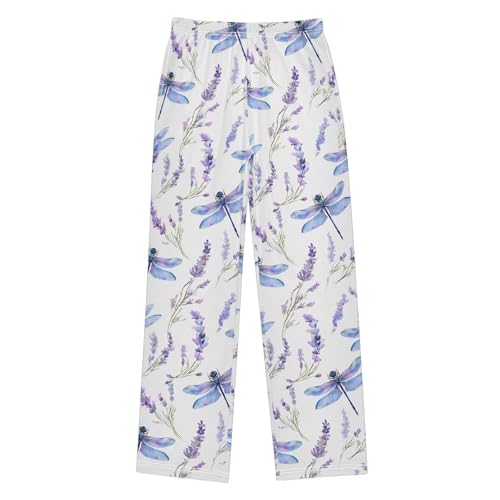 ALAZA Dragonfly Lavender Blossom Pajama Lounge Pants Long Sleep Pajama Bottoms with Pockets