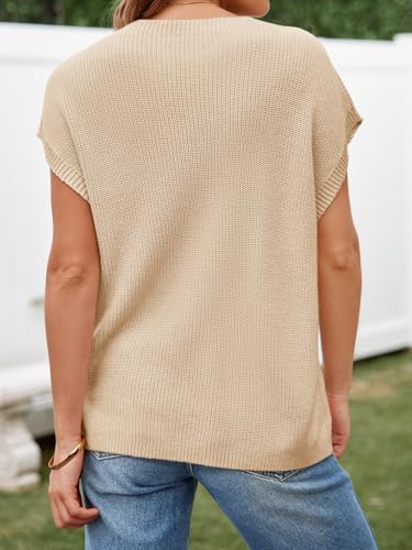 Image of Imily Bela Summer Fall Short Sleeve Sweater for Women | 2026 Crew Neck Ribbed Knit Vests Trendy Pullover Tops,Sweater Tank Tops,Sweater Vest
