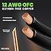 GearIT 12AWG Speaker Cable Wire with Gold-Plated Banana Tip Plugs (10 Feet) in-Wall CL2 Rated, Heavy Duty Braided, 99.9% Oxygen-Free Copper (OFC) - Black, 10ft