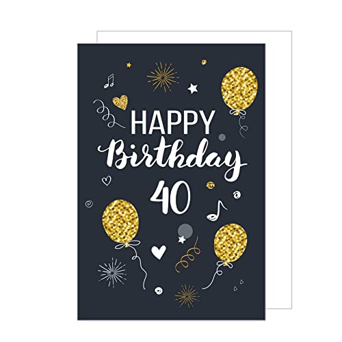 Tarjeta De Cumpleaños Número 40, Tarjeta Jumbo De Feliz Cumpleaños Para