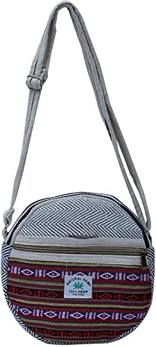 Image of ANESHA Sling Side bag Square Shape Small Size with Multi-pocket- White and Multicolor Outer cover Side bag for Fashionable Men and Women Round Sling 2 Compartments Pack of 1 (9 x 9 Inches)