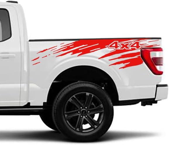 Mud Splash - Calcomanías gráficas de vinilo para cama trasera de 4 x 4 pulgadas, diseño de rayas Offroad compatibles con Ford F150 2021-2023 (par)