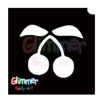 Glimmer Body Art Glitter Tattoo Stencils - Cherries 5/pack
