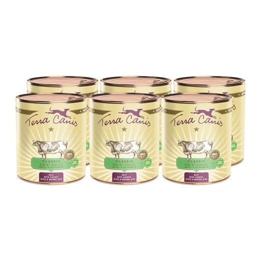 MjAMjAM - Premium Nassfutter für Katzen - Mixpaket 1 - Huhn, Rind, Herzen, 6er Pack (6 x 400 g), getreidefrei mit extra viel Fleisch 6 Terra Canis Rind, Karotte & Naturreis - Classic Nassfutter, 6x800g I Premium Hundefutter in 100% Lebensmittelqualität Aller Rohstoffe I Reichhaltig & gesund, allergen- & getreidearm, glutenfrei
