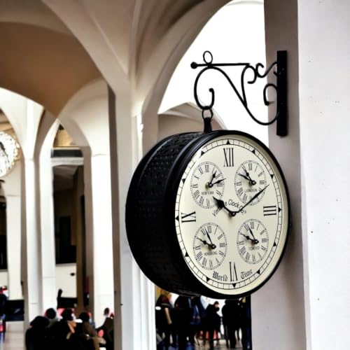 Image of Vintage Clock Handcrafted Double Side Wall Clock 1 Year Warranty / 65701-12-WCH