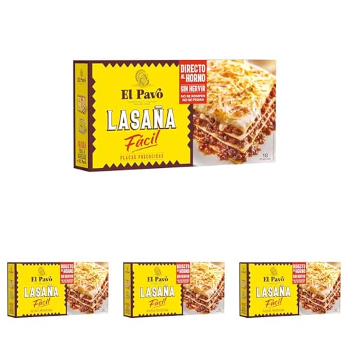 El Pavo - Placas para lasaña fácil (18 unidades, 200g) (Paquete de 4)